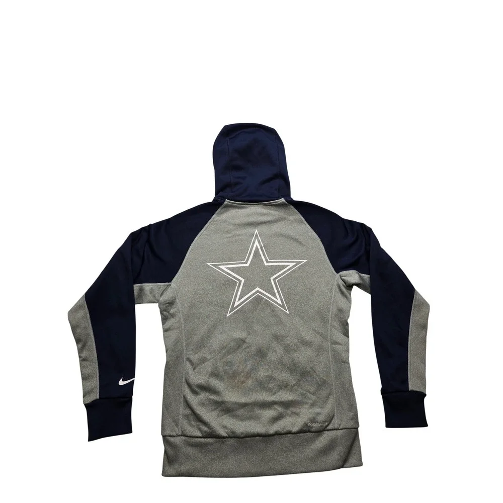 Nike Dallas Cowboys Hoodie Mens Medium Gray Navy Therma-FIT Full‎ Zip NFL Jacket